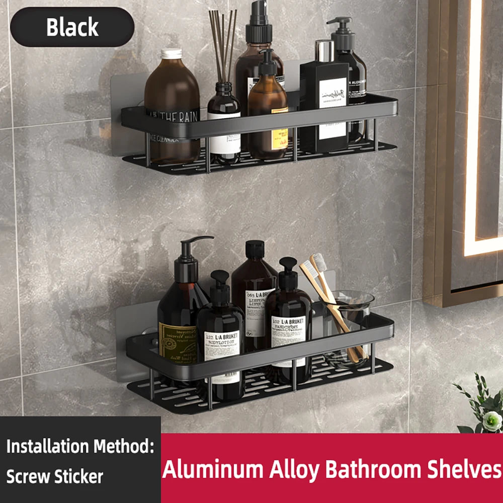 Wall Hanging Corner Rectangular Rack Bathroom Shelf Towel Rack Shelves Wall Shower Shampoo Rack No Drill Shelf Tripod