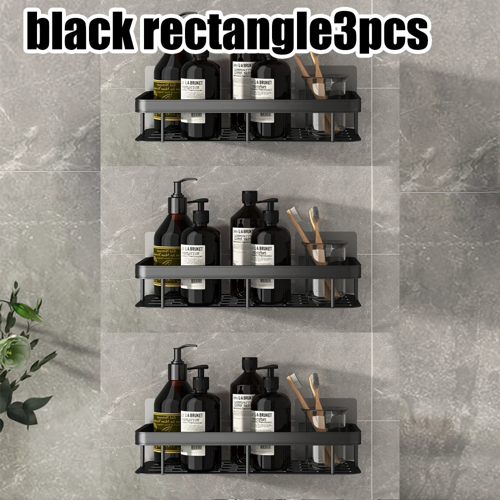 Wall Hanging Corner Rectangular Rack Bathroom Shelf Towel Rack Shelves Wall Shower Shampoo Rack No Drill Shelf Tripod