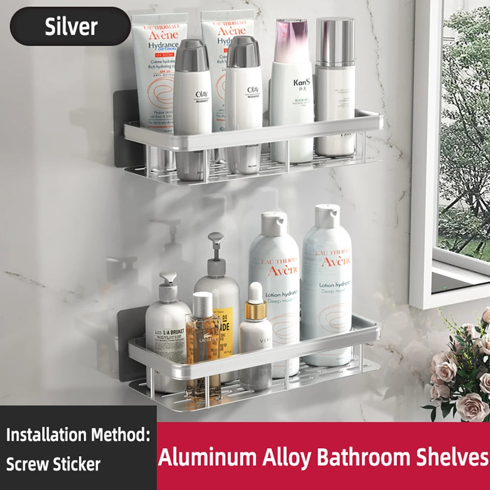 Wall Hanging Corner Rectangular Rack Bathroom Shelf Towel Rack Shelves Wall Shower Shampoo Rack No Drill Shelf Tripod