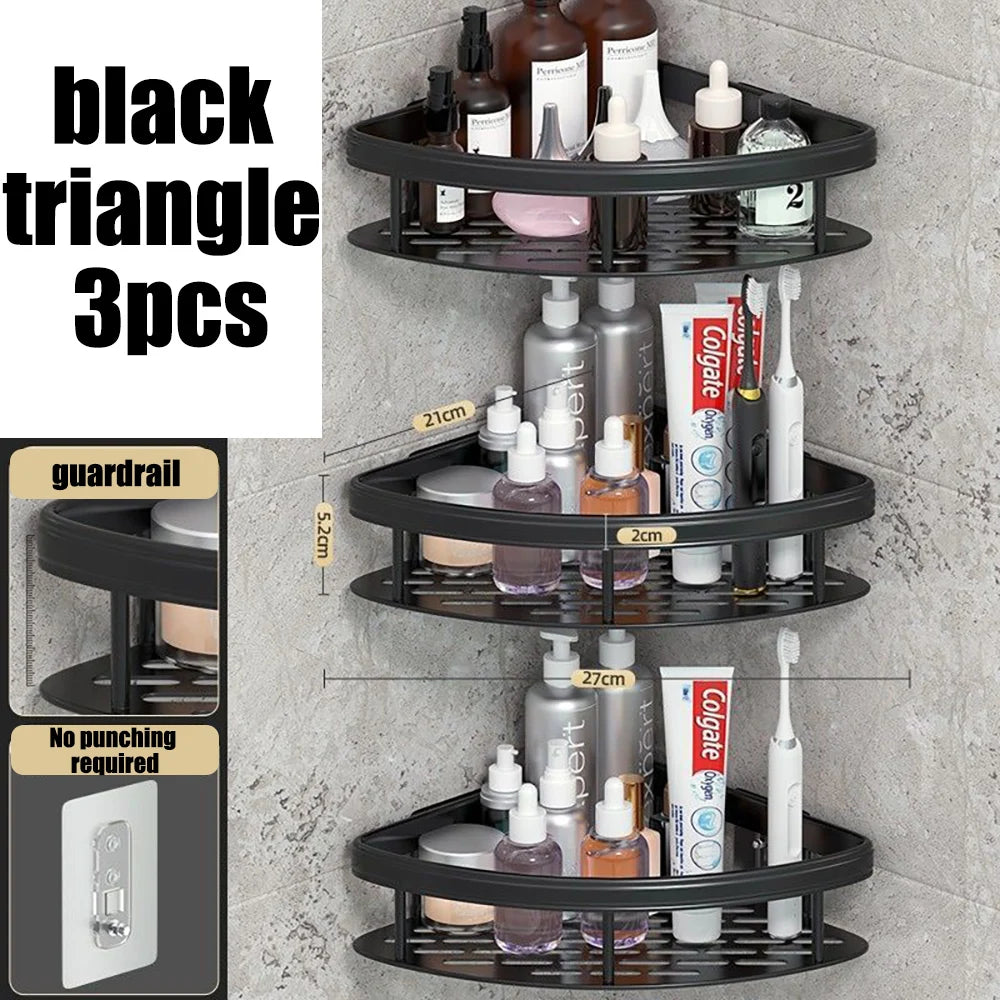 Wall Hanging Corner Rectangular Rack Bathroom Shelf Towel Rack Shelves Wall Shower Shampoo Rack No Drill Shelf Tripod